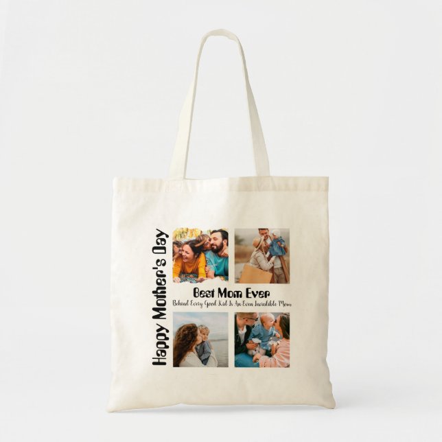 4 Photo Collage Best Mum Ever Tote Bag (Front)