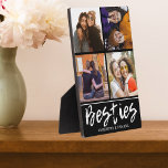 4 Photo Collage Besties BFF Names Black Plaque<br><div class="desc">A modern photo collage plaque as gifts for best friends  personalised with their names and 4 photos.</div>