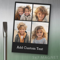 4 Photo Collage - Black with White Type Magnet