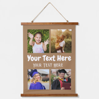 4 photo collage brown background hanging tapestry