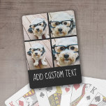 4 Photo Collage - Choose YOUR BACKGROUND COLOR Playing Cards<br><div class="desc">Use four square photos to create a unique and personal gift. Or you can keep the hipster puppy and make a trendy keepsake. If you need to adjust the pictures,  click on the customize tool to make changes.</div>