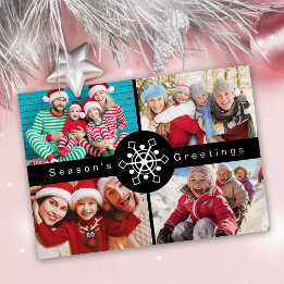 4 Photo Collage Christmas Foil Holiday Card