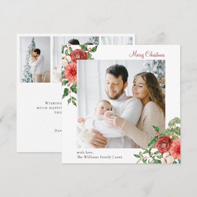 4 Photo Collage Christmas Holiday Card (Front/Back)