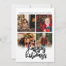 4 photo collage christmas holiday Flat Card