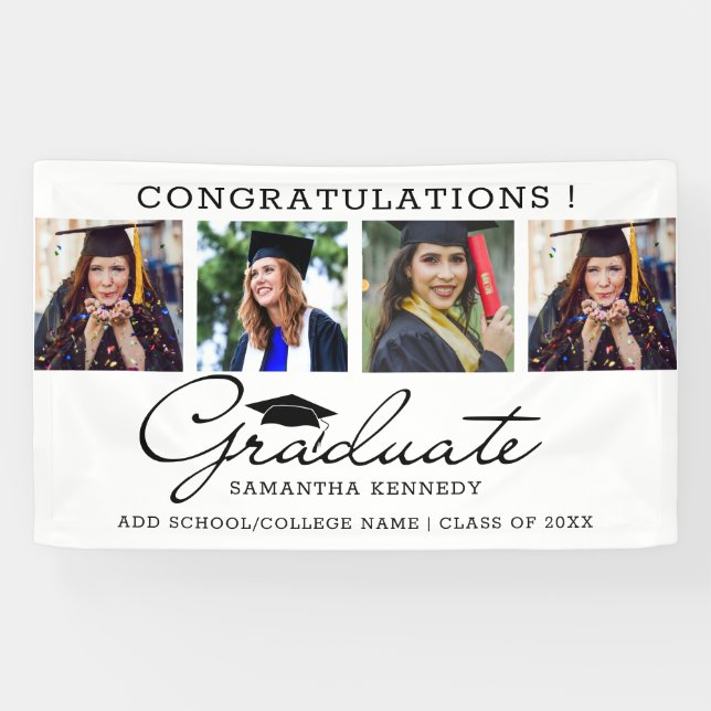 4 Photo Collage Congrats Graduate 2025 Graduation Banner (Horizontal)