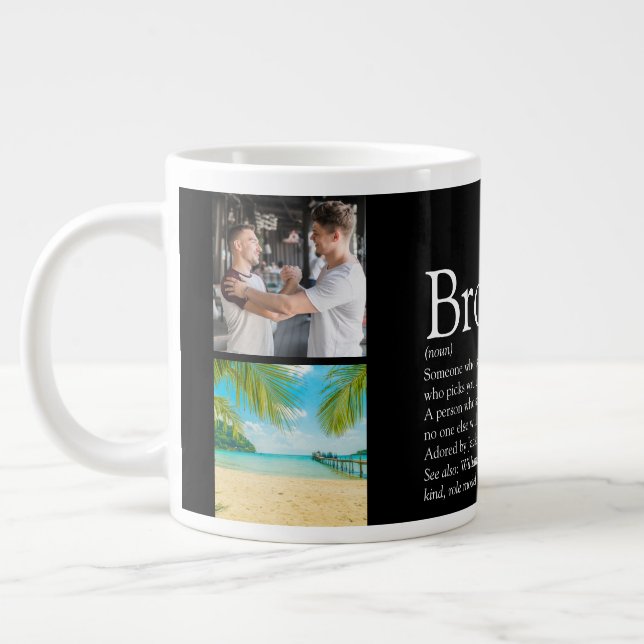 4 Photo Collage Cool Best Ever Brother Definition Large Coffee Mug (Left)
