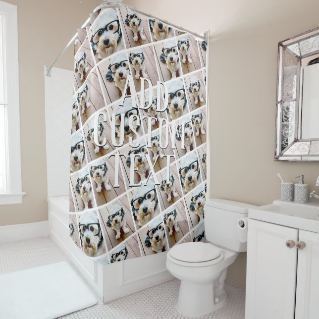 4 Photo Collage Crazy All Over - Can Edit Colour Shower Curtain (In Situ)