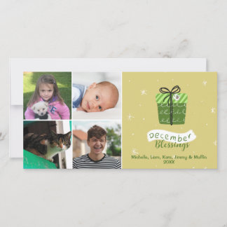 4 Photo Collage Custom Name Christmas Gift Holiday Card