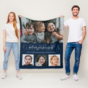 4-Photo Collage & Custom Text Grandpa/Grampa/Other Fleece Blanket