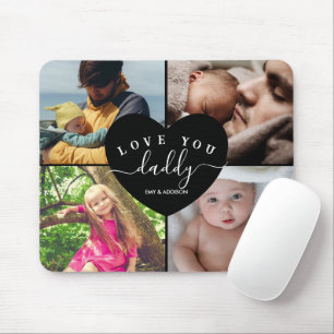 4 Photo Collage Custom Text Personalized Daddy  Mouse Mat