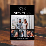 4 Photo Collage Destination Name Travel Wedding Table Number<br><div class="desc">Decorate your wedding tables with this elegant card,  featuring your custom 4 photos & editable text. Easily add your own details by clicking on the "personalise" option.</div>