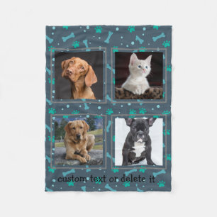4 Photo Collage Dog Pet Personalised Custom Fleece Blanket