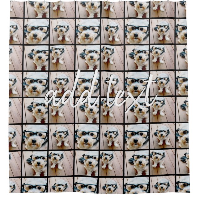 4 Photo Collage Duplicated All Over Can Edit Colou Shower Curtain (Front)