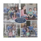 4 Photo Collage Family Name & Year Navy Blue White
