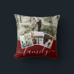 4 Photo Collage Family Personalised Cushion<br><div class="desc">4 Photo Collage Family Personalised throw pillow from Ricaso - Red white with 4 photo templates</div>