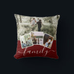 4 Photo Collage Family Personalised Cushion<br><div class="desc">4 Photo Collage Family Personalised throw pillow from Ricaso -red white and  black and white with 4 photo templates</div>