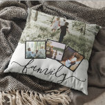 4 Photo Collage Family Personalised Cushion<br><div class="desc">4 Photo Collage Family Personalised throw pillow from Ricaso - black and white with 4 photo templates</div>