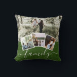 4 Photo Collage Family Personalised Cushion<br><div class="desc">4 Photo Collage Family Personalised throw pillow from Ricaso - Green white and black and white with 4 photo templates</div>