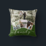 4 Photo Collage Family Personalised Cushion<br><div class="desc">4 Photo Collage Family Personalised throw pillow from Ricaso - Green white and  black and white with 4 photo templates</div>