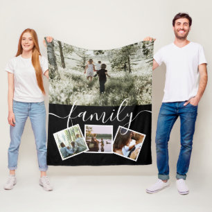 4 Photo Collage Family Personalised Fleece Blanket