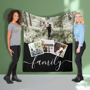 4 Photo Collage Family Personalised Fleece Blanket
