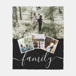 4 Photo Collage Family Personalised Fleece Blanket