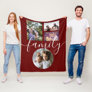 4 Photo Collage Family Personalised Fleece Blanket