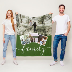 4 Photo Collage Family Personalised Fleece Blanket