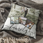 4 Photo Collage Family Personalized Cushion<br><div class="desc">4 Photo Collage Family Personalized throw pillow from Ricaso - black and white with 4 photo templates</div>