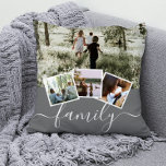 4 Photo Collage Family Personalized Cushion<br><div class="desc">4 Photo Collage Family Personalized throw pillow from Ricaso - grey white with 4 photo templates</div>