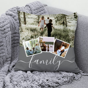 4 Photo Collage Family Personalized Cushion