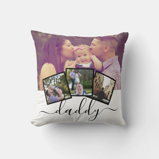 4 Photo Collage Fathers Day Daddy Personalised Cushion (Front)