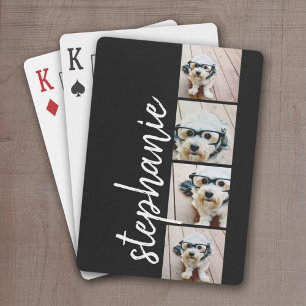 4 Photo Collage - Film Strip Layout - black Playing Cards
