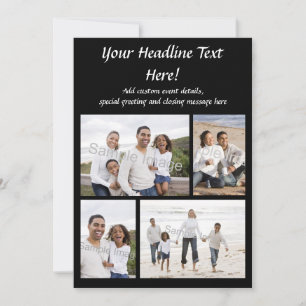 4-Photo Collage Flat Greeting Card or Invitation