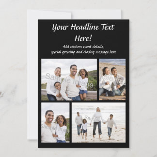 4-Photo Collage Flat Greeting Card or Invitation