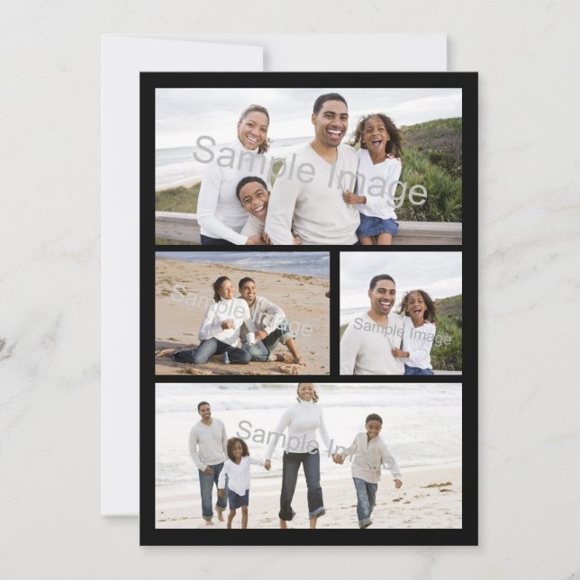 4-Photo Collage Flat Greeting Card or Invitation (Front)
