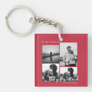 4-Photo Collage Forever Boyfriend Valentine's day Key Ring