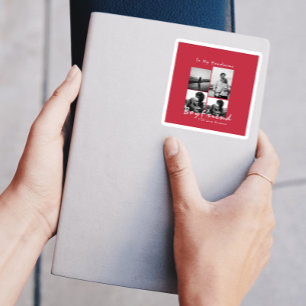 4-Photo Collage Forever Boyfriend Valentine's day Square Sticker