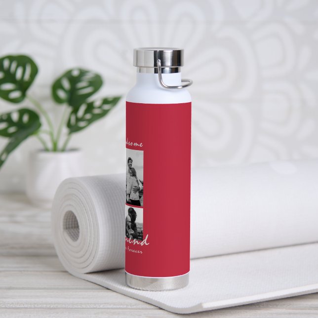 4-Photo Collage Forever Boyfriend Valentine's day Water Bottle (Yoga)