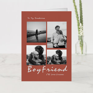 4-Photo Collage Forever Boyfriend Valentine's Foil Greeting Card