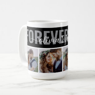 4 Photo Collage Forever Love Couple Names Coffee Mug