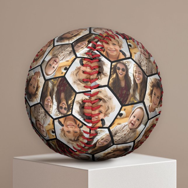 4 Photo Collage - funky hexagon honeycomb pattern Baseball (Custom Photo Baseball)