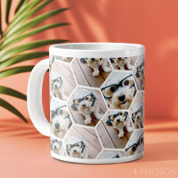 4 Photo Collage - funky hexagon pattern