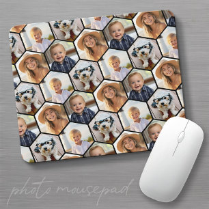 4 Photo Collage - funky hexagon pattern Mouse Mat