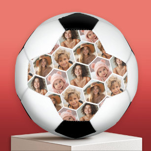4 Photo Collage - funky honeycomb hexagon pattern Football