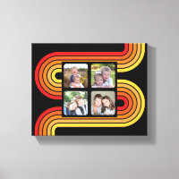 4 Photo Collage Funky Line Art Black Sunset Colour