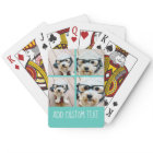 4 Photo Collage - funky text can change teal blue