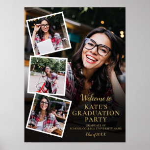 4 Photo Collage Gold Graduation Party Welcome SIgn