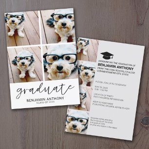 4 Photo Collage Graduate Script - Graduation Party Invitation