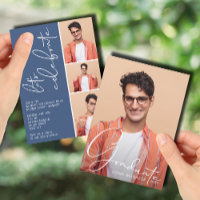 4 Photo Collage Graduation Blue